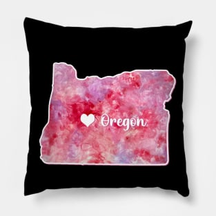 Oregon state map USA heart watercolor pink watercolour Pillow