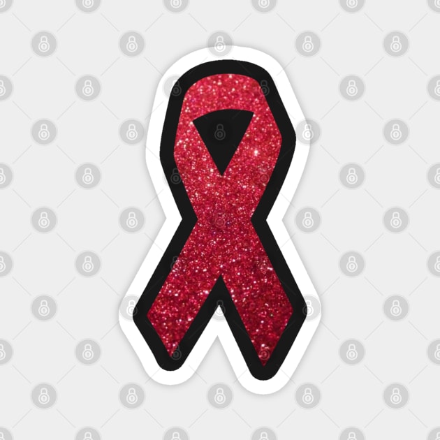 Red Faux Glitter Awareness Ribbon Magnet by Felicity-K