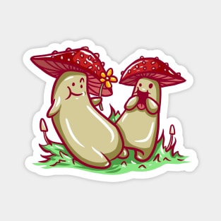 Mushroom Date Cartoon Cute Character Illustrated Cottagecore Magnet