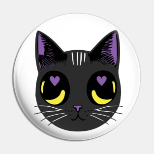 Non-Binary Pride Cat - Heart Eyes Pin