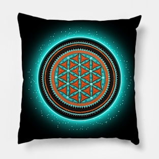 Flower of Life Symbol Mandala. Sacred Geometry. Pillow