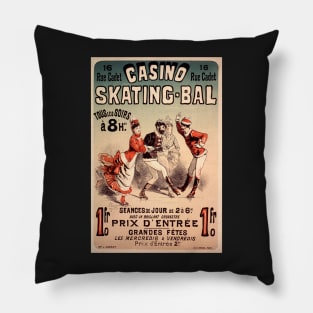 Casino Skating Bal Tous les Soirs Vintage French Advertising Pillow