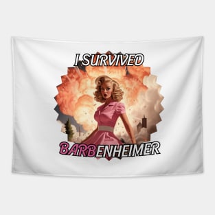 I SURVIVED BARVENHEIMER - Barbie & Oppenheimer Tapestry