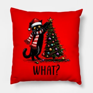 What? Black Cat Christmas Tree Pillow