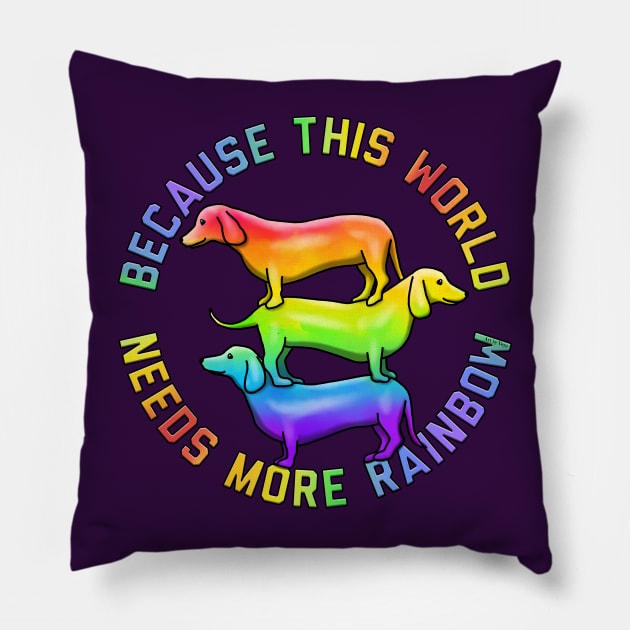 More Rainbow Doggies Pillow by Art by Veya