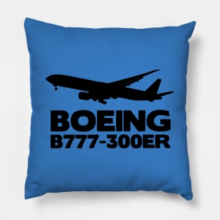 Boeing B777-300ER Silhouette Print (Black) Pillow