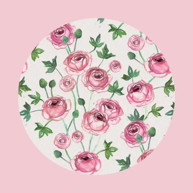 Painted Pink Ranunculus Pattern by micklyn