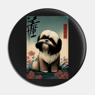 Super Cute Shih Tzu Portrait - Japanese style Pin