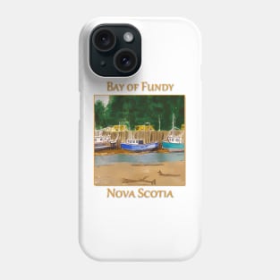 Boats high and dry at low tide in the Bay of Fundy at St Martins Phone Case