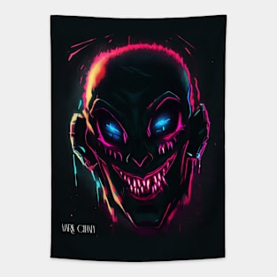 Spooky Neon Face Tapestry