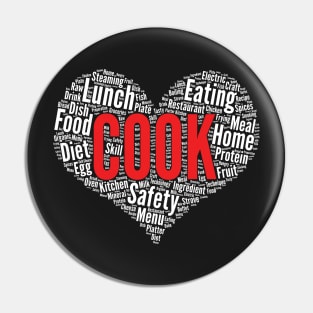 Cook Heart Shape Word Cloud Design Culinary Chef Baker design Pin