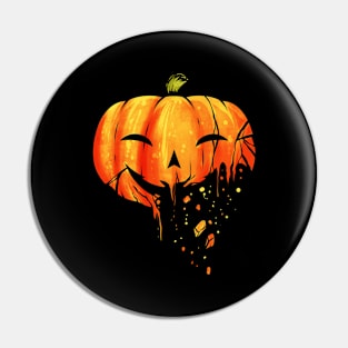 Jack O Lantern Carved Pumpkin Falling Into Pieces Halloween Pin