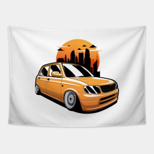 Yellow Mira City Skyline Tapestry