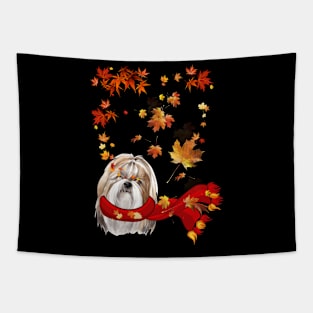 Maple Leaf Shih Tzu Fall Hello Autumn Gift Tapestry