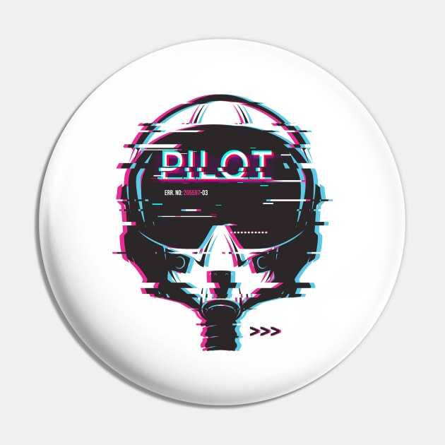 Jet Pilot Glitch Helmet Pin by Foxxy Merch