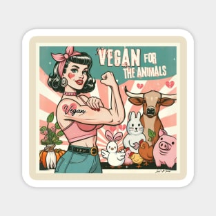 Retro Pin Up Girl Vegan For The Animals Magnet