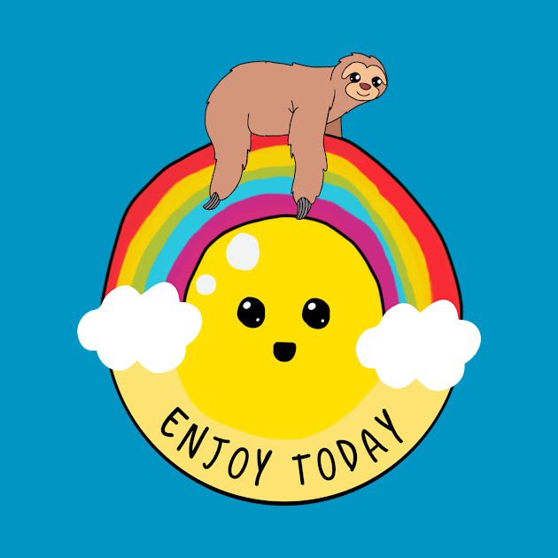 Enjoy today sloth riding rainbow by gigglycute