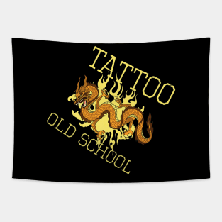 Cool Old School Dragon Tattoo Addict Tapestry