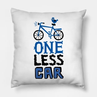 One Less Car blue Pillow