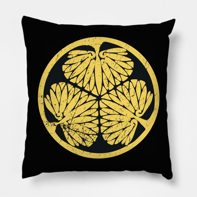 Tokugawa Mon Hollyhock Crest Pillow by tatadonets