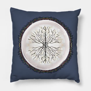 Tree of Life Moon with Rainbow Static Pillow