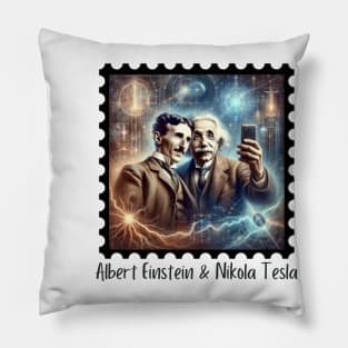 Einstein & Tesla Selfie II Pillow