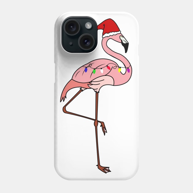 Tropical Christmas Lights Santa Pink Flamingo Phone Case by charlescheshire