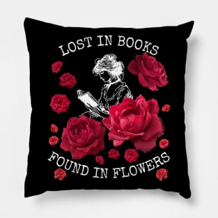 Lost in Books, Found in Flowers Pillow