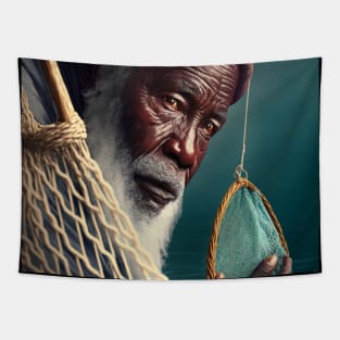 African Old Fisherman Tapestry