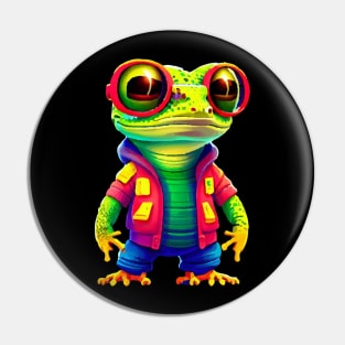 Gamer's Perfect Illustration - Cute Colorful Gekko Pin