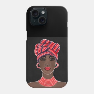 Black Queen Woman With Striped Headwrap Phone Case