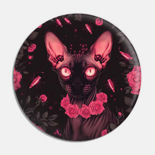 Sphynx And Roses Pin