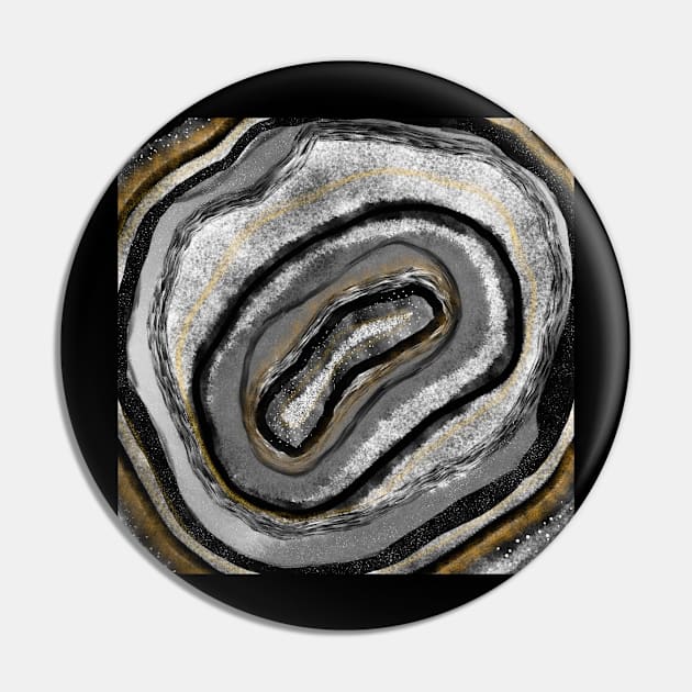 Black and Gold Geode Pin by lizzyad
