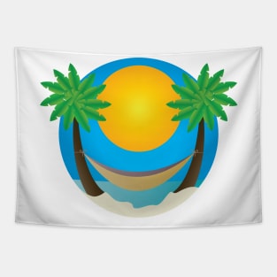 Hammock palm trees sun beach Tapestry