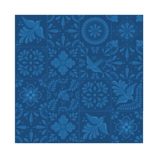 Modern Blue Talavera Tile Pattern by Akbaly by Akbaly