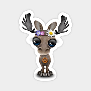 Cute Baby Moose Hippie Magnet