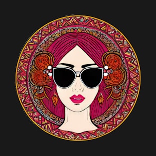 Cool vintage woman with sunglasses | T-Shirt