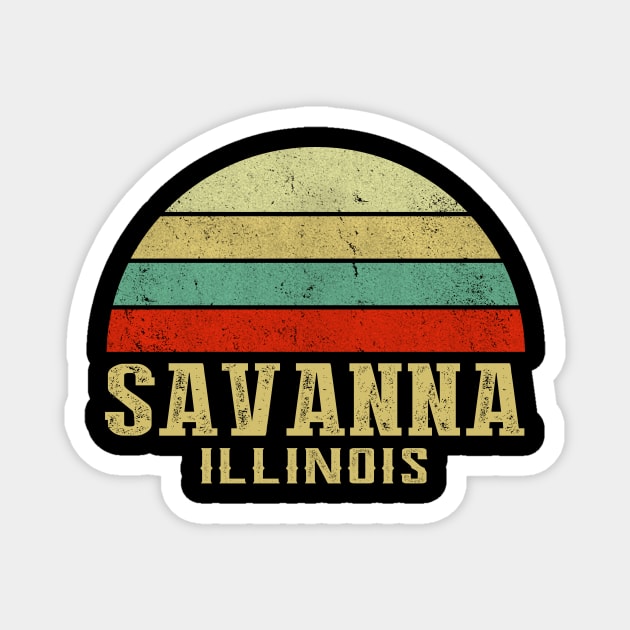 SAVANNA ILLINOIS Vintage Retro Sunset Magnet by LIPTIN