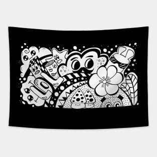 Doodle Funny Faces Tapestry