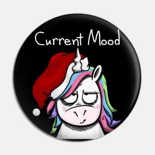 Christmas Unicorn in Quite a Mood - Dark Pin