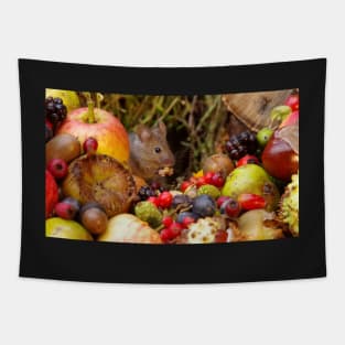 Autumn wild mouse with natures bounty Tapestry