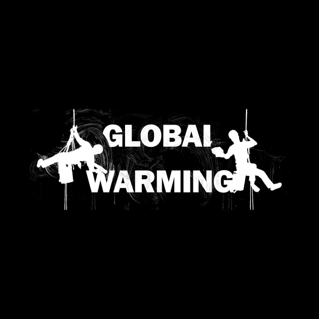 Global Warming - Typography, Two Window Cleaners Wiping Away The Words, White Inverted Cut Out by Earthworx