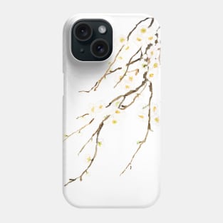 white plum flowers blossom watercolor Phone Case