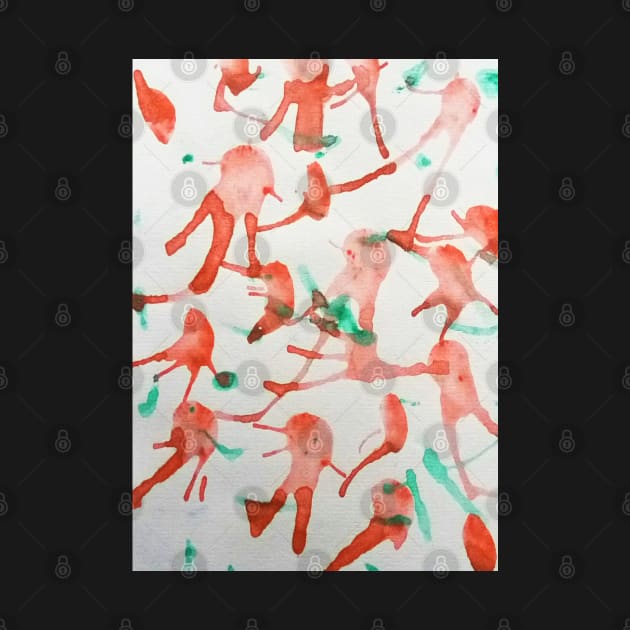 Red green watercolor pattern design by Artistic_st