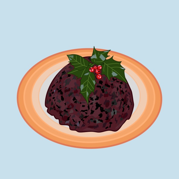 Christmas pudding cartoon illustration by Miss Cartoon