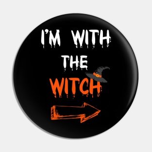 Halloween Shirts For Men I'm With The Witch Funny Halloween T-Shirt Pin