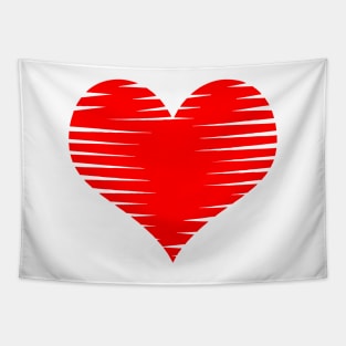 Red Hearts 01 White Tapestry