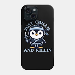 Ninja penguin Chilling and killing Phone Case