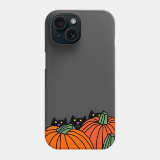 Back Print Cats and Halloween Pumpkins Phone Case