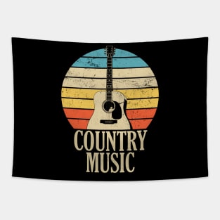 Country Music Retro Style Distressed Acoustic Guitar Tapestry